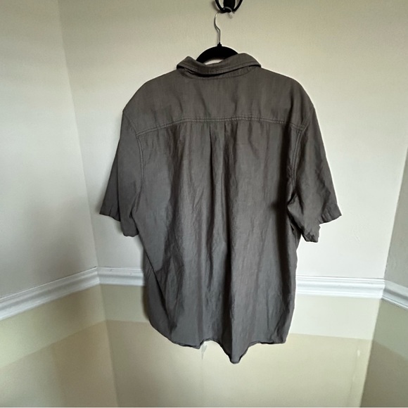 Men’s CARHARTT XL brown grey button up collared shirt linen feel relaxed fit - Picture 9 of 11